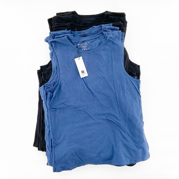 NWT RICHER POORER Womens Muscle Tank Top Tee Navy Marine Blue Cotton Made in USA - Picture 2 of 7